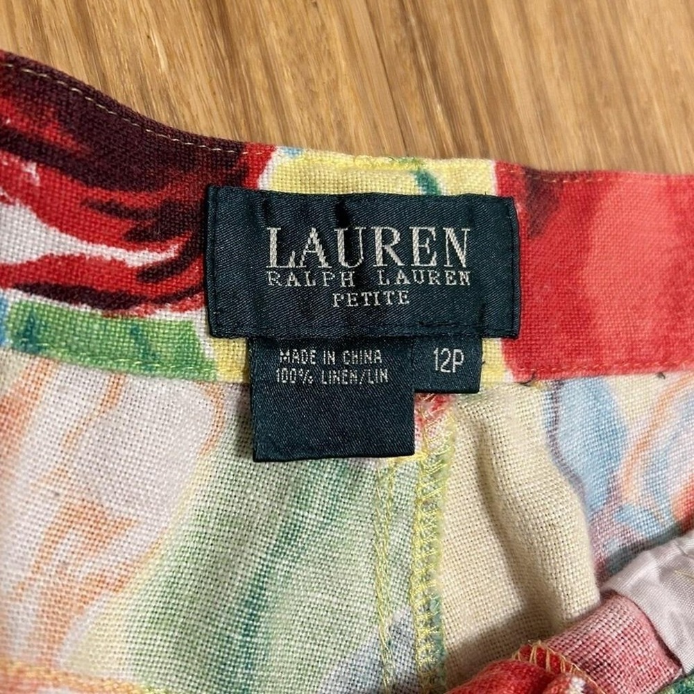 Lauren Ralph Lauren 12P vintage linen resort floral high waisted cropped pants - Picture 2 of 12
